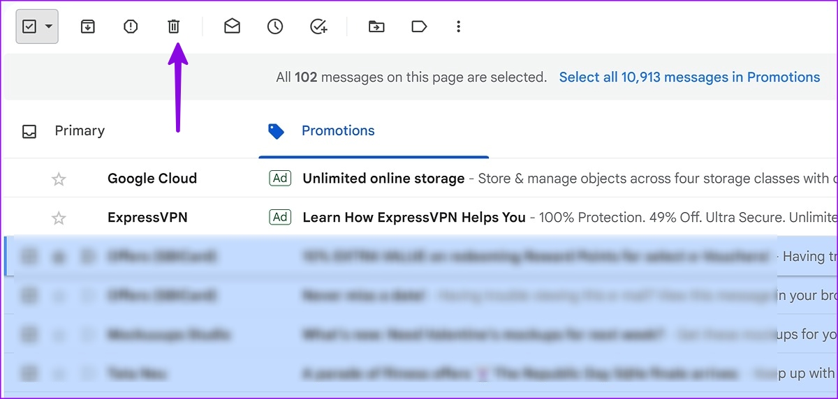 ایمیل ها را در تب تبلیغات حذف کنید