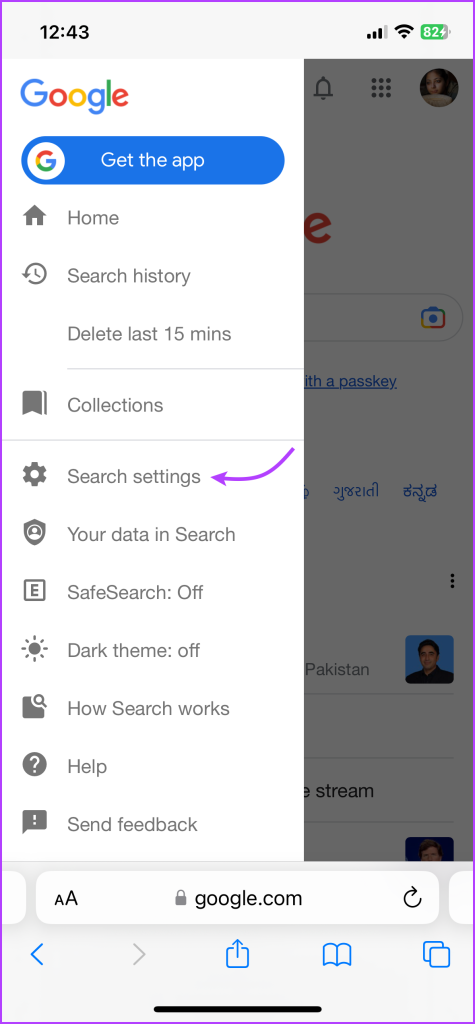 Select Search settings