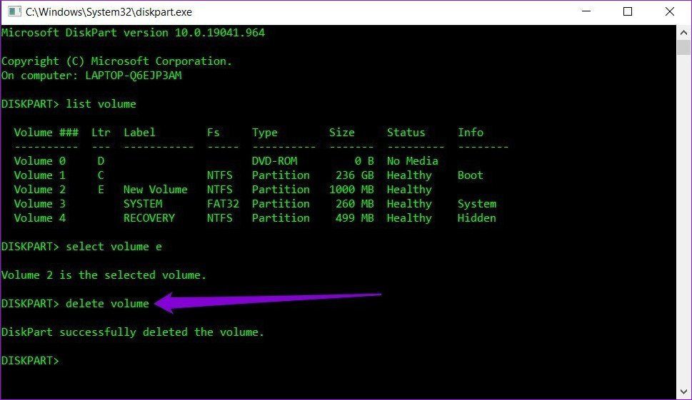 Delete Partition with Cmd