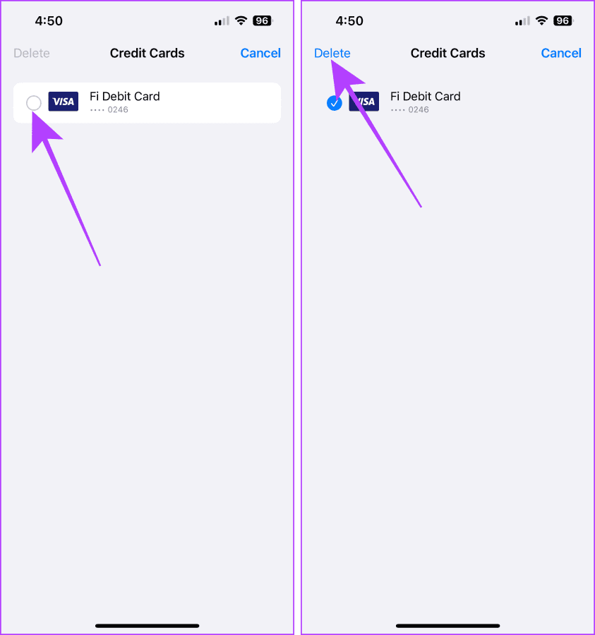 Delete Saved Credit Cards from iPhone
