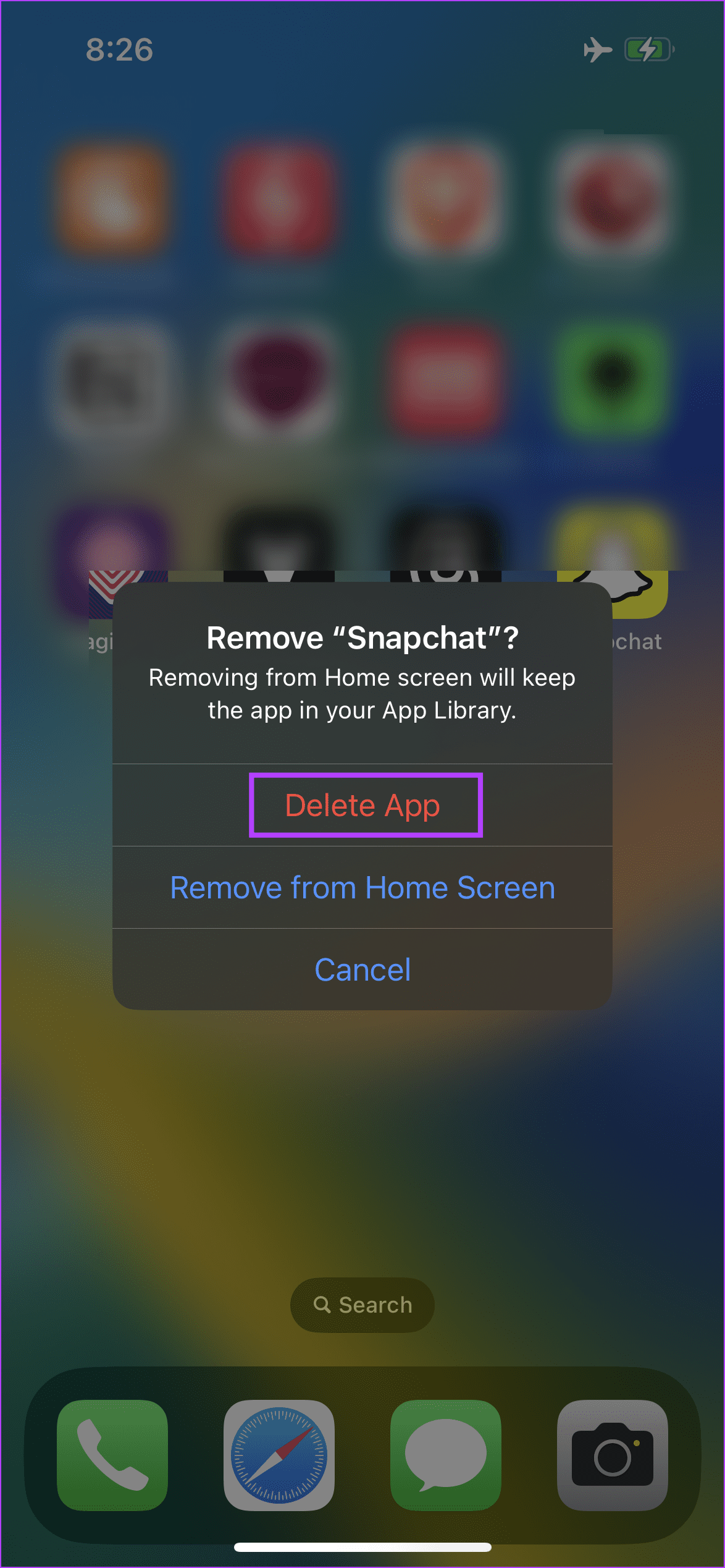 Delete Snapchat app from iOS