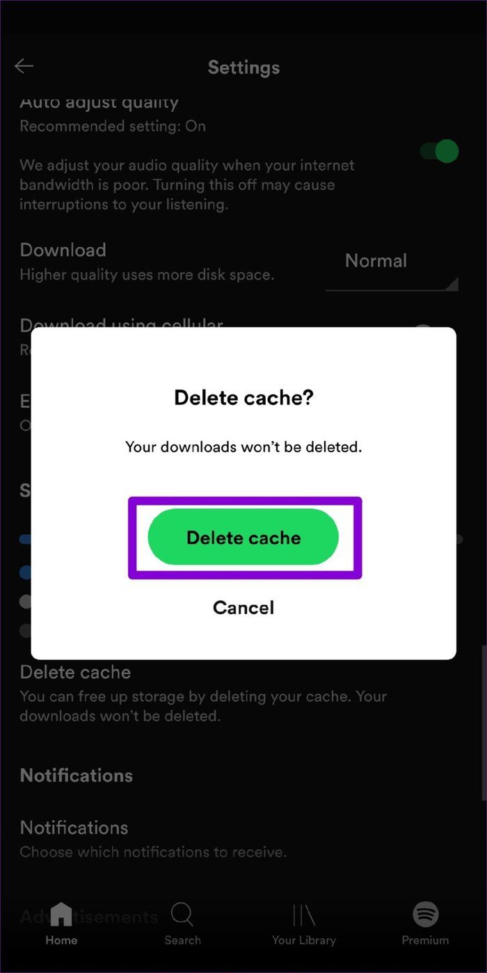 Delete Spotify Cache