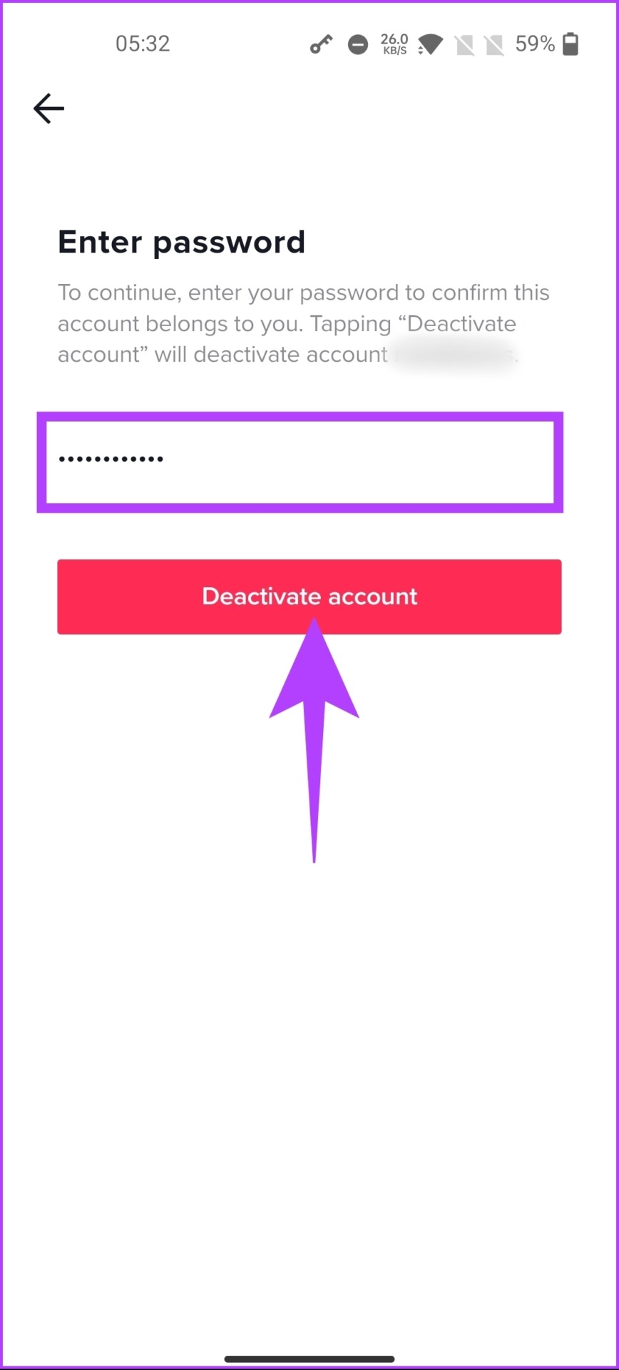 tap Deactivate account