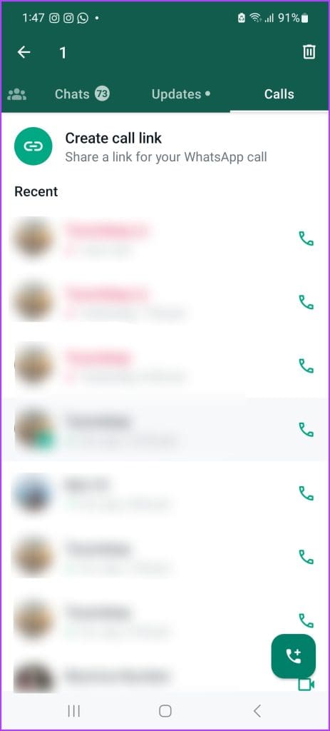 Long-press the call you want to delete