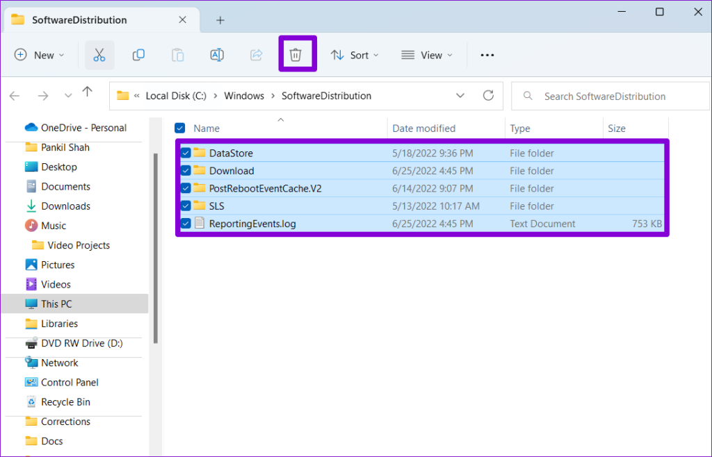 Delete Windows Update Files From SoftwareDistribution Folder