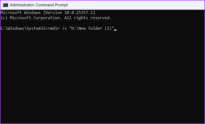 Deleting folder command in CMD