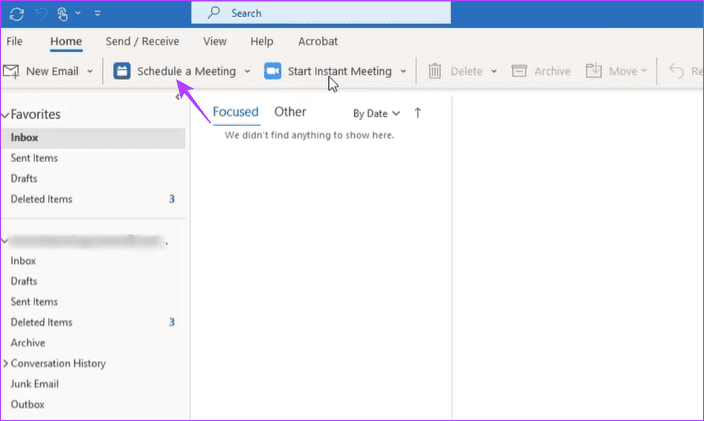 Desktop schedule a meeting option