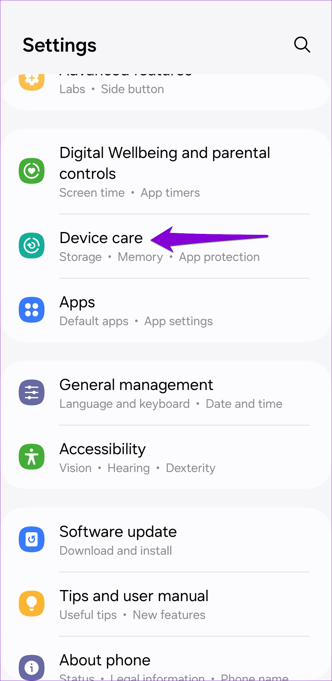 Device Care on Android