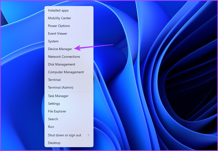 Device Manager in PowerX Menu