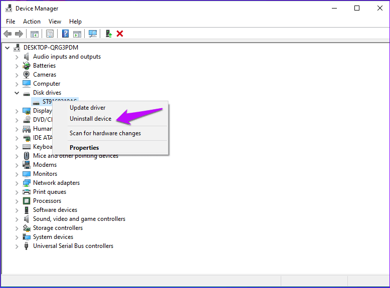 Device Manager Uninstall Drives