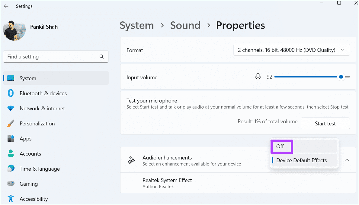 Disable Audio Enhancements on Windows 11