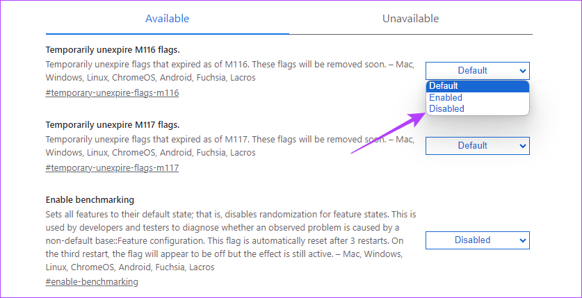 Disable Chrome flag