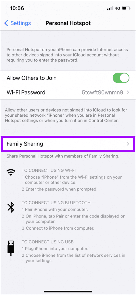 Select Family Sharing
