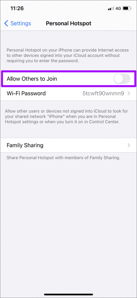 Toggle off Allow Others to Join