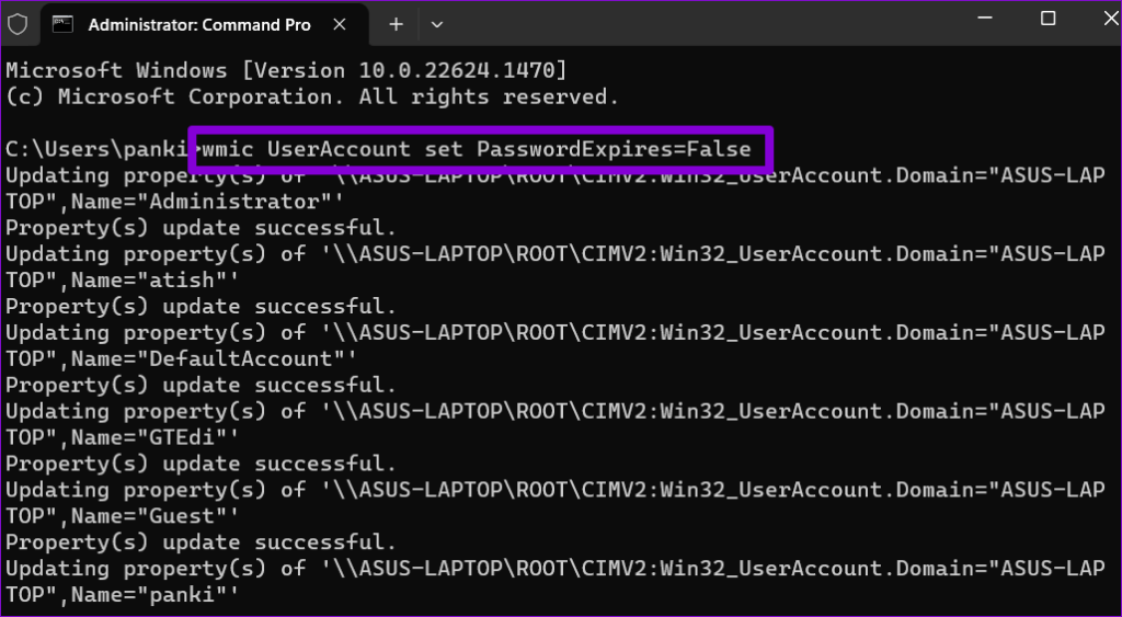 Disable Password Expiration Feature for All Accounts via Command Prompt