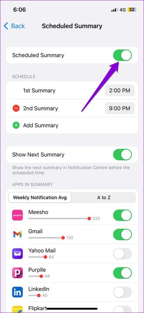 Disable Scheduled Summary on iPhone