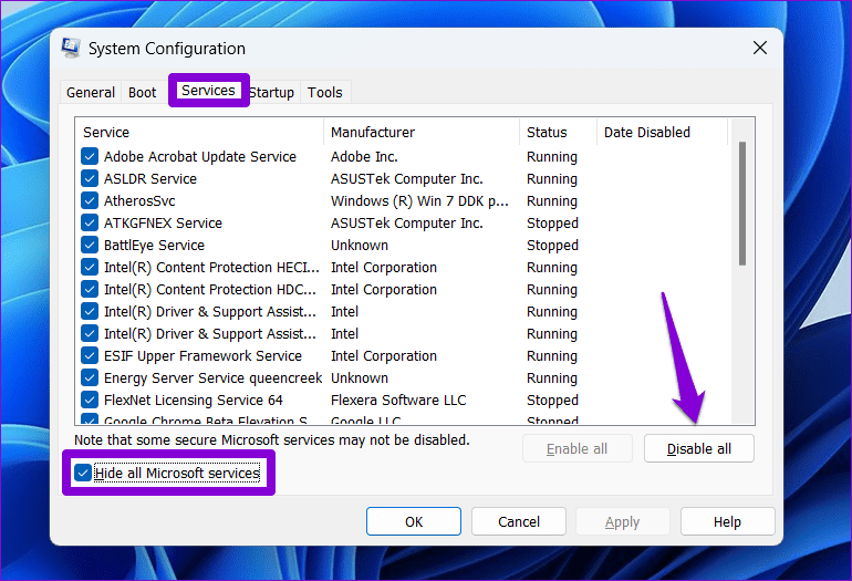 Disable Third Party Services on Windows 11