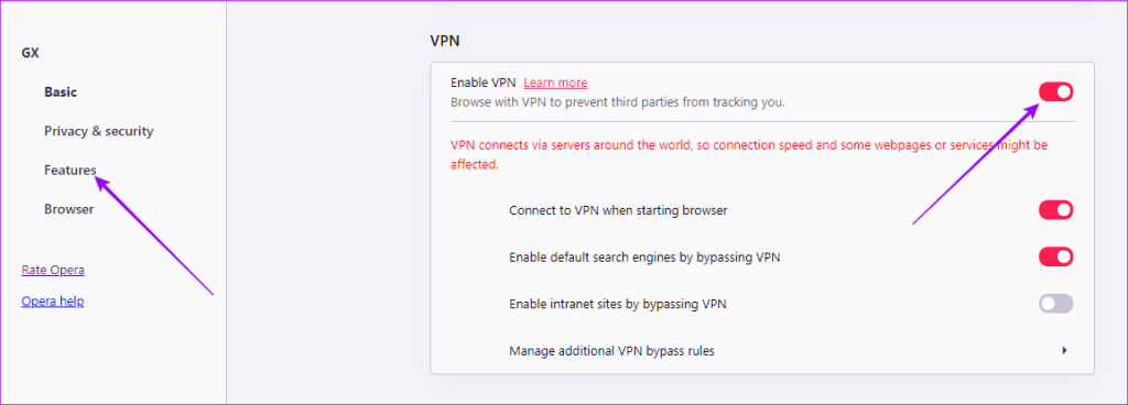 Disable VPN 3