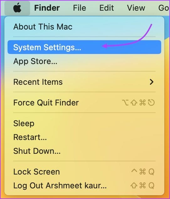 Click Apple Menu and then Systems Settings