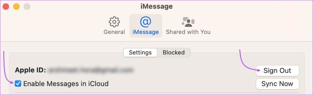 Sign Out to stop receiving messages on Mac 
