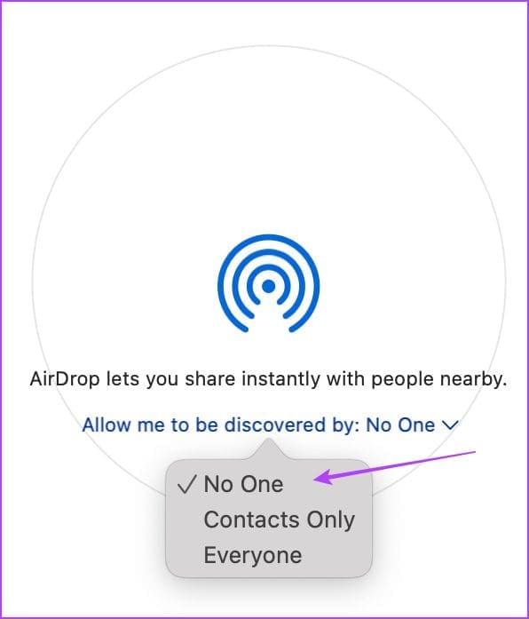 Select No One to disconnect AirDrop