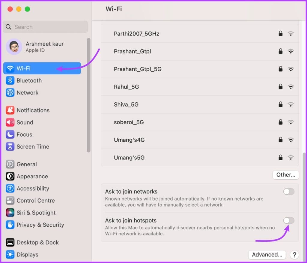 Select Wi-Fi and then toggle off Ask to Join Hotspots