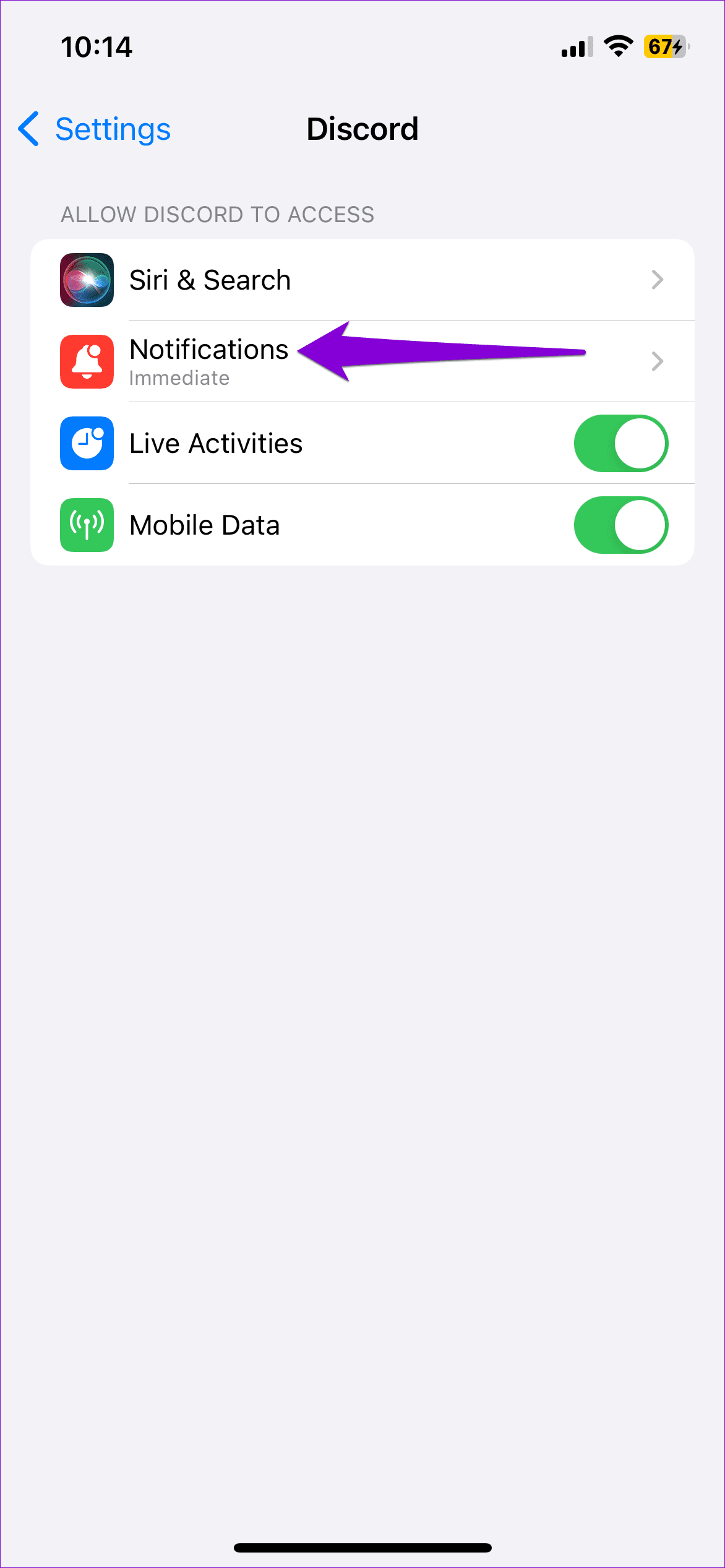 Discord Notification Settings on iPhone 1