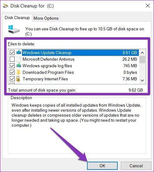 Disk Cleanup Window