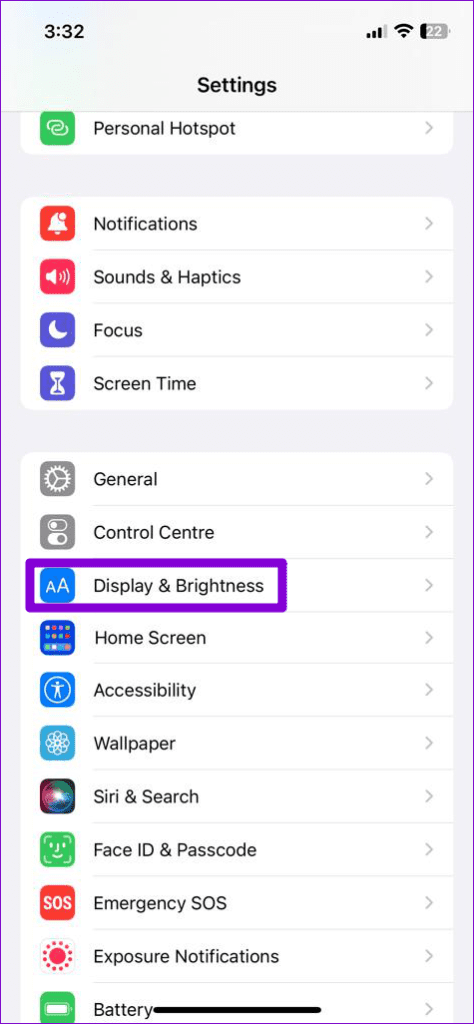 Display and Brightness Settings on iPhone 2
