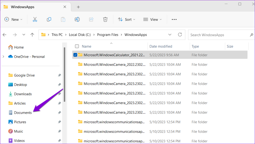 Documents Folder on Windows