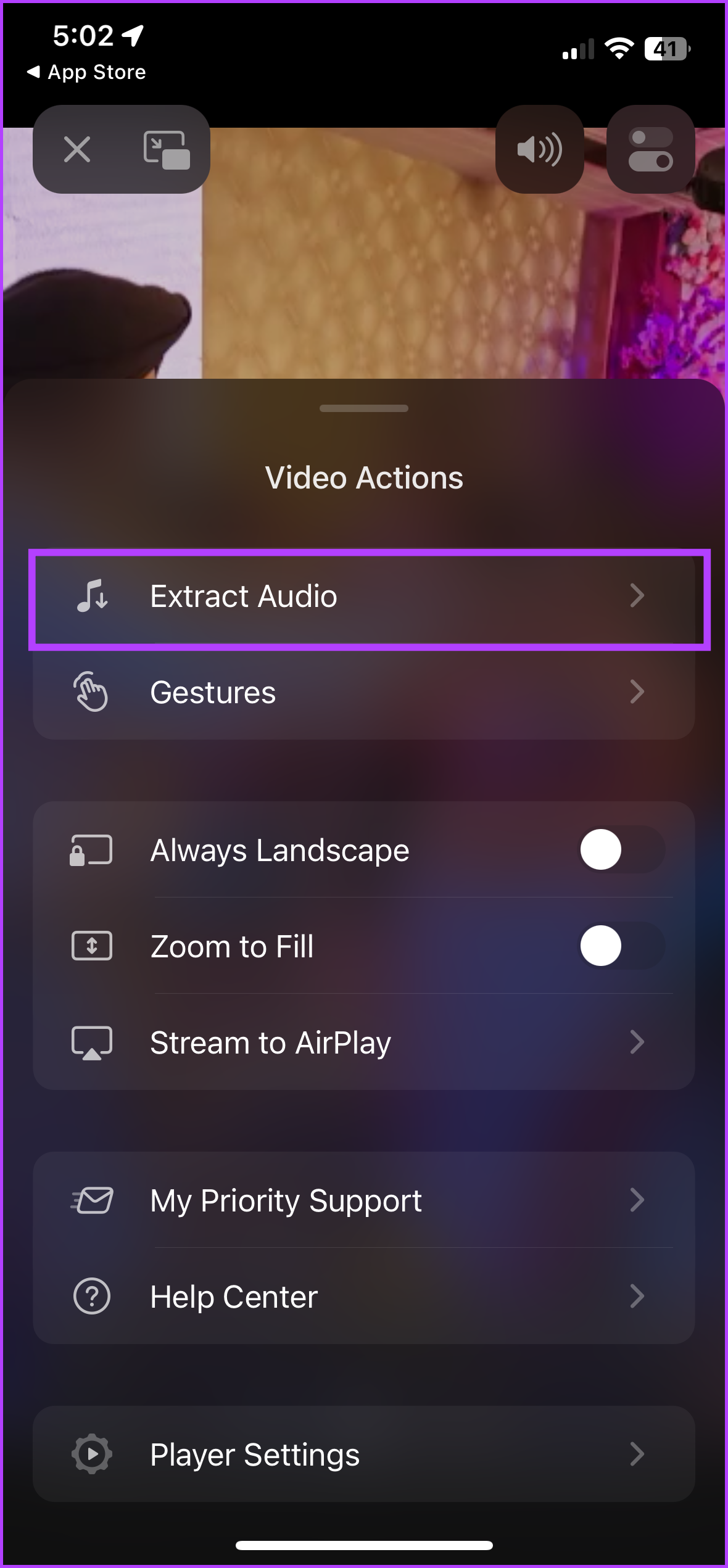 select Extract audio from video
