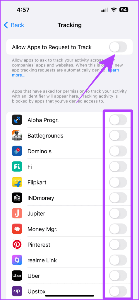 Dont Allow Apps to Track on iPhone