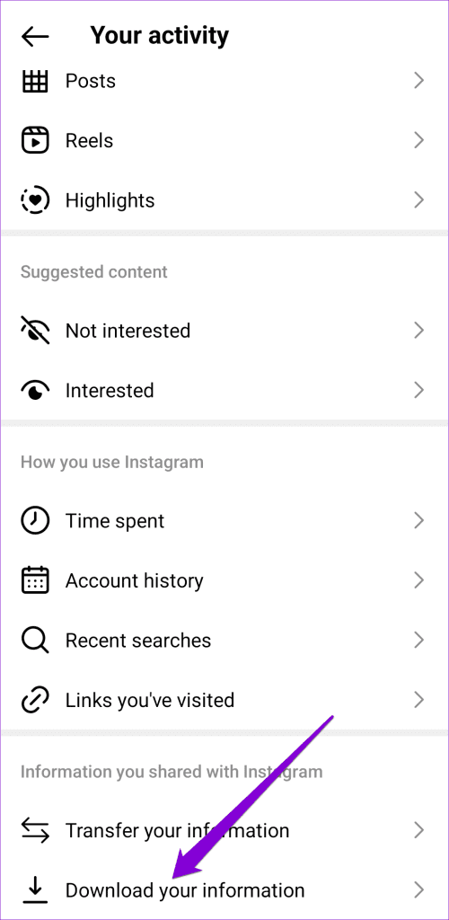 Download Account Information on Instagram