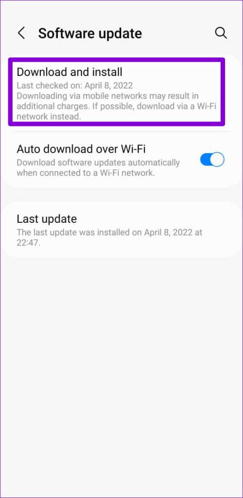Download Software Update on Android
