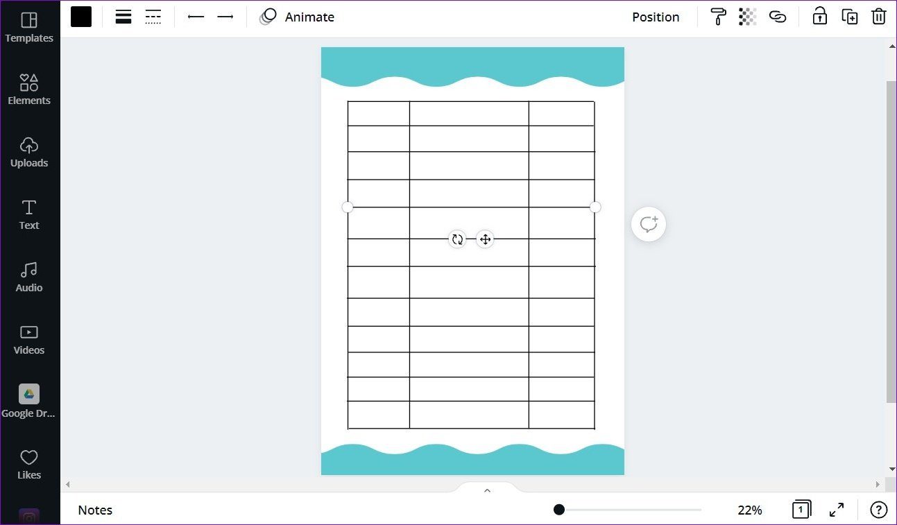 Draw a Table in Canva