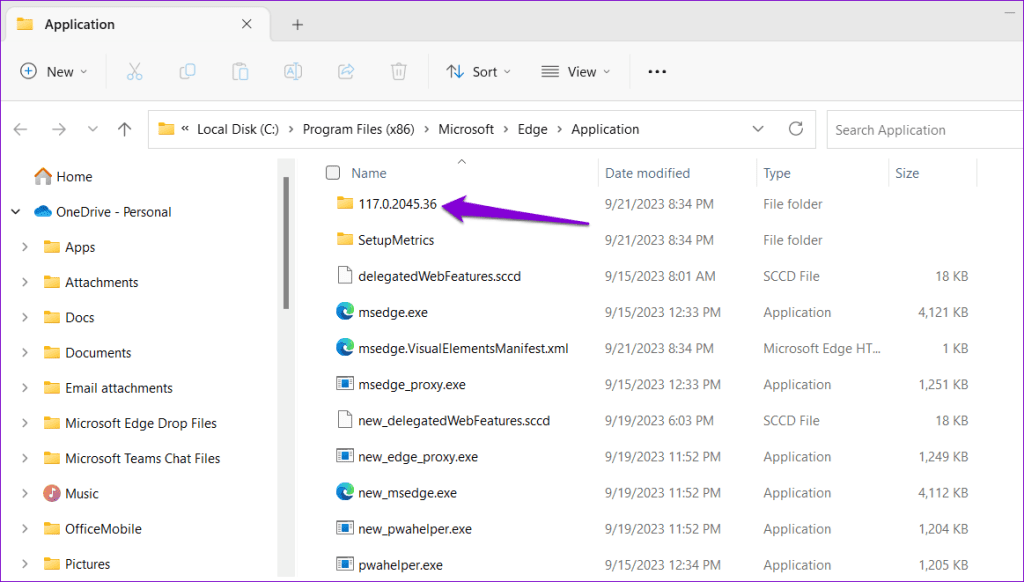 Edge Folder in File Explorer Window
