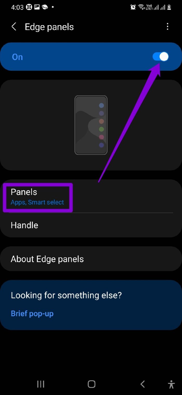 Edge Panel Settings on Samsung