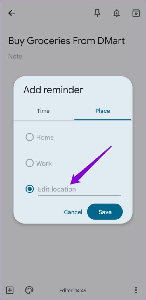 Edit Location in Google Keep