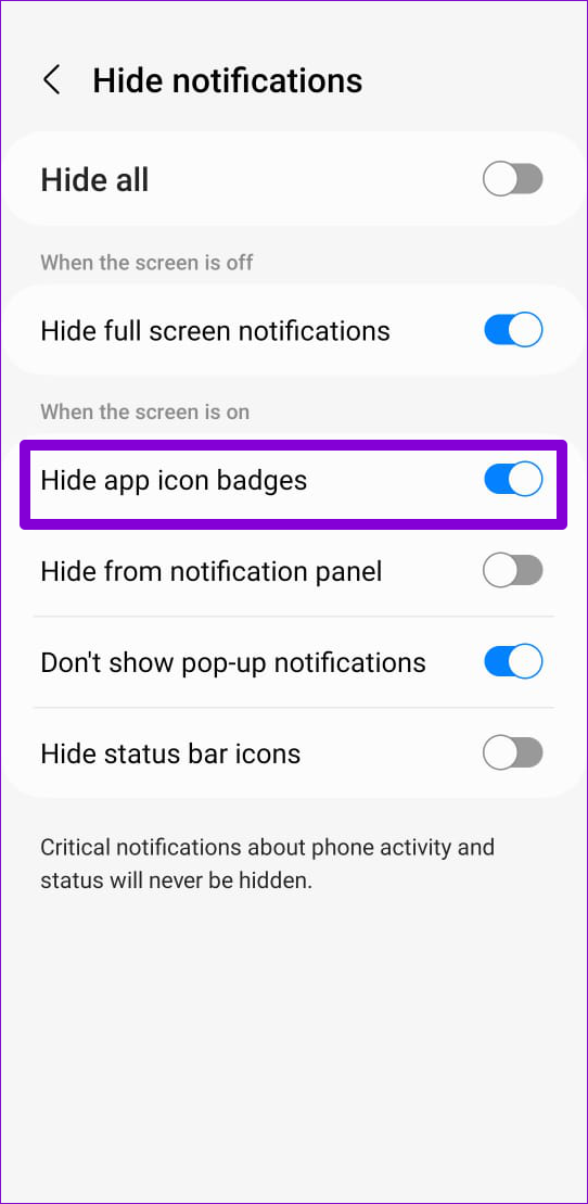 Habilitar insignias de íconos de aplicaciones durante DND en Android
