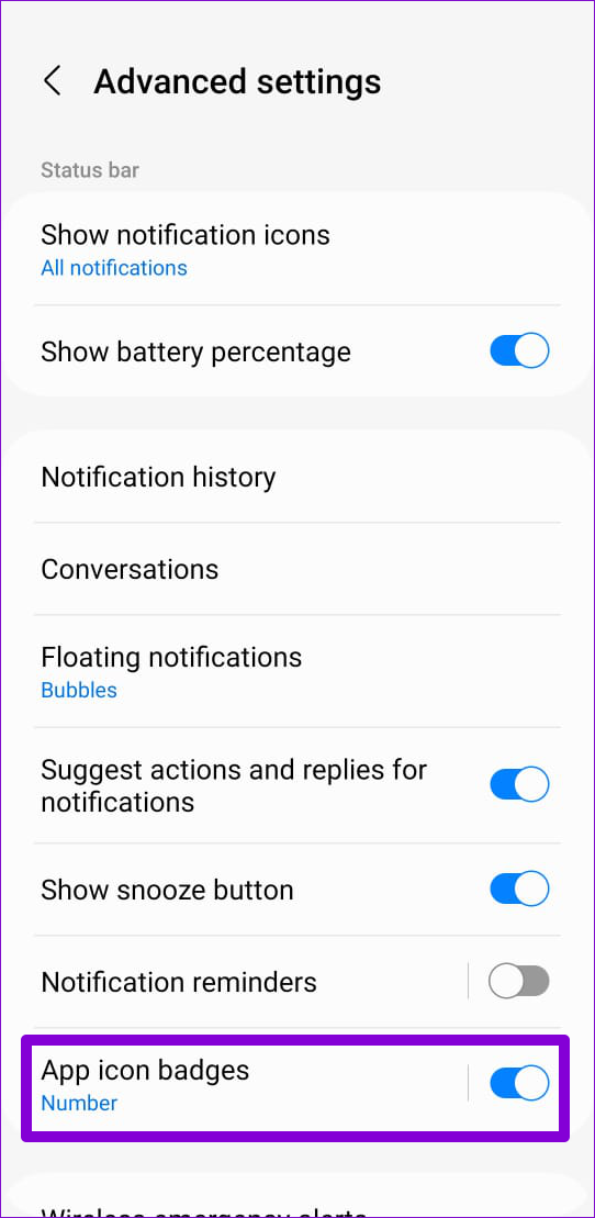 Habilitar insignias de iconos de aplicaciones en Android