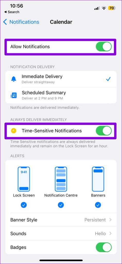 Enable Calendar Notifications on iPhone