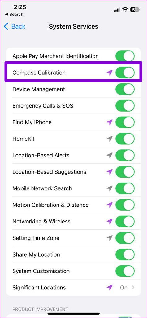 Enable Compass Calibration on iPhone