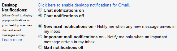 Enable Desktop Notification Mail