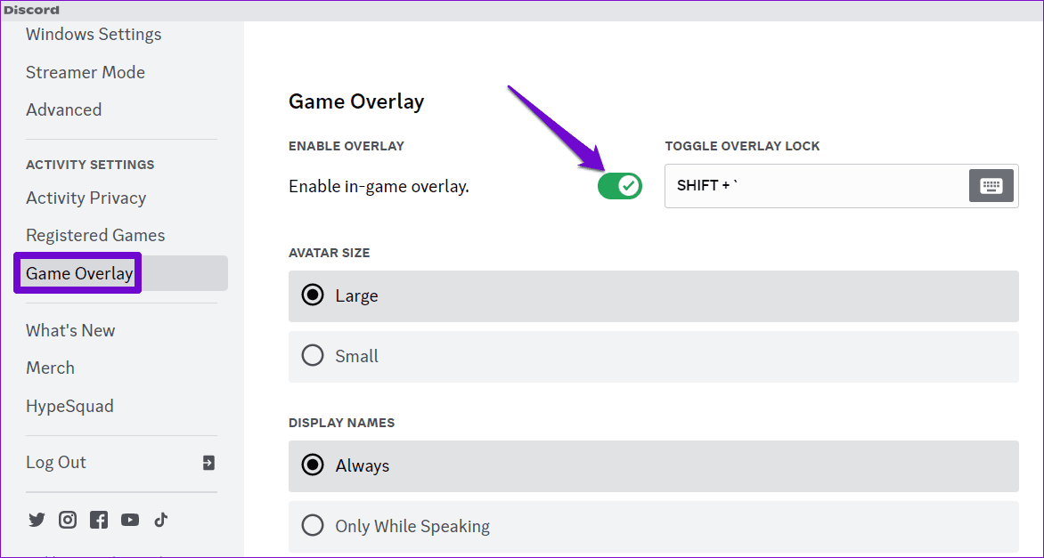 Enable Discord Overlay on Windows
