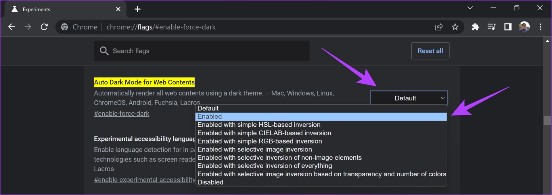 What Chrome extension forces dark mode?
