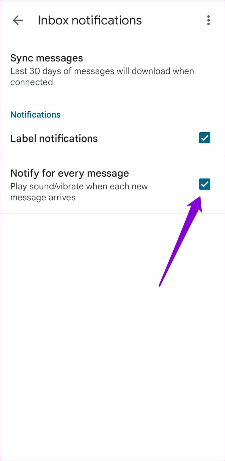 Enable Gmail App Notification Settings on Android