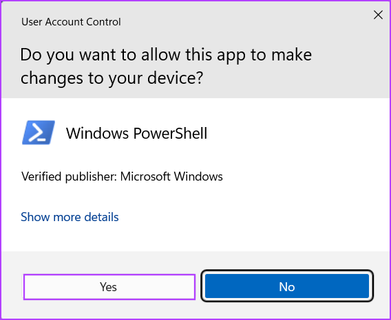 user account control window