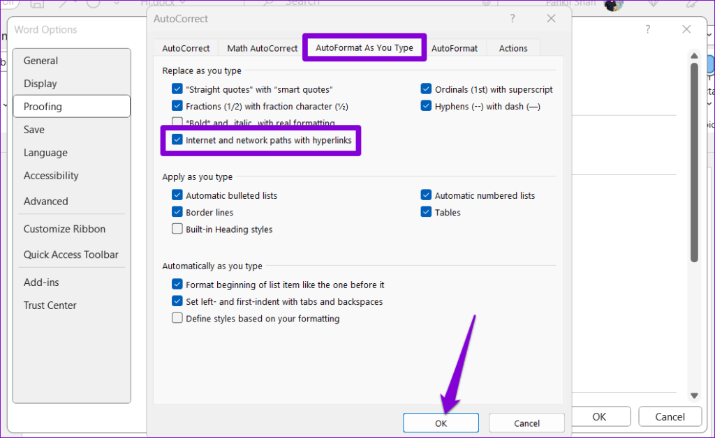 Enable Link Formatting in Word