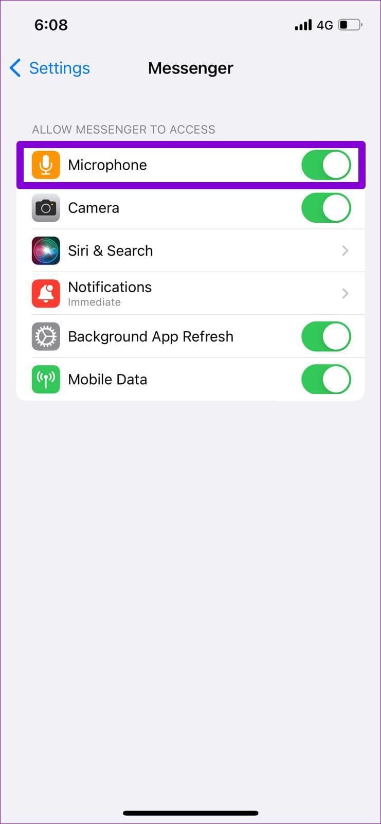 Enable Microphone for Messenger on iPhone