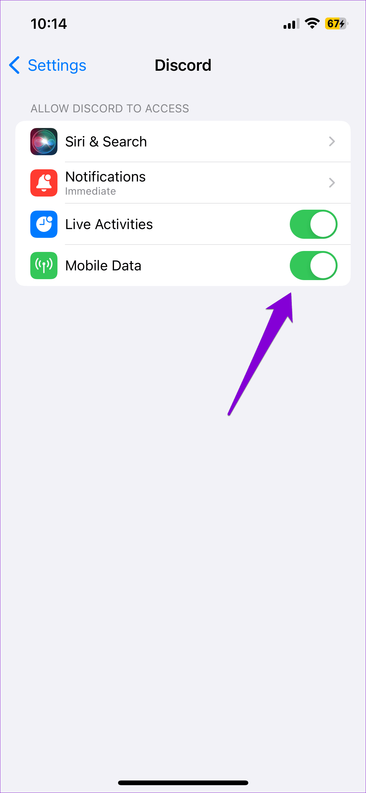 Enable Mobile Data for Discord on iPhone